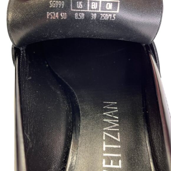 Stuart Weitzman Portia Bold Loafers Black Leather w Pearl Detail Size 8.5 Spain - Picture 12 of 14